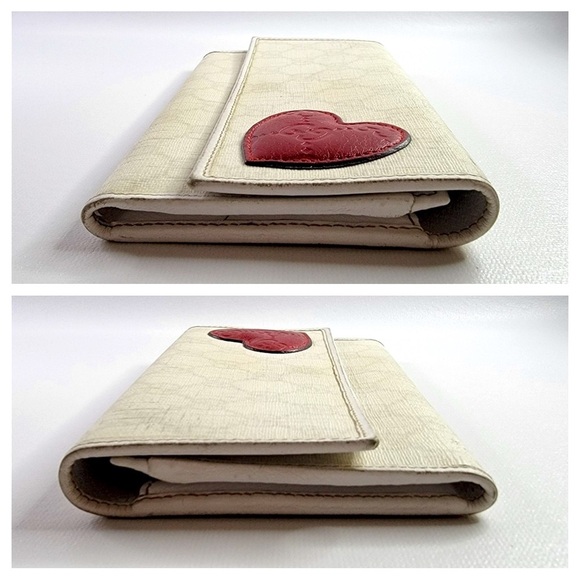 Low start🔥Authentic GUCCI GG Logo Heart PVC Leather Long Wallet - Picture 3 of 10